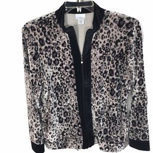 Jaclyn Smith Velour Animal Print Zip Jacket